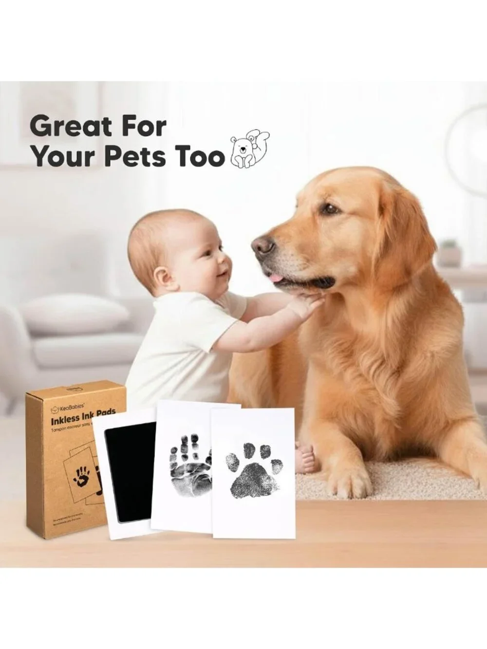 Mess-Free Inkless Baby Hand & Footprint Kit - 4 Pack, Jet Black Ink Pads
